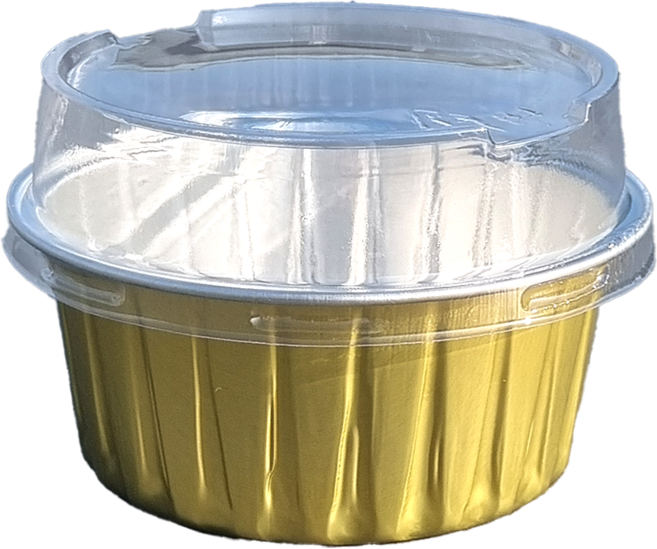 수플레컵 에그타르트 알루미늄 용기 원형 125ml 골드 중간뚜껑포함 머핀컵 크림브륄레용기, 1세트, 100개입