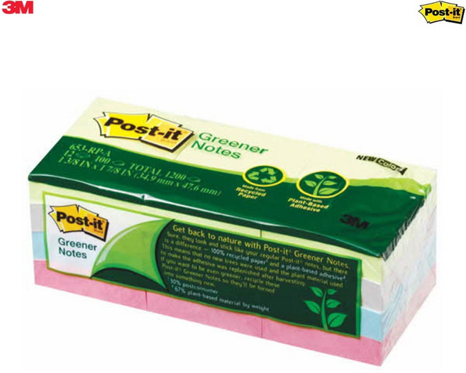[3M] 포스트잇 그리너노트 653-RPA (51x38mm) 1200매