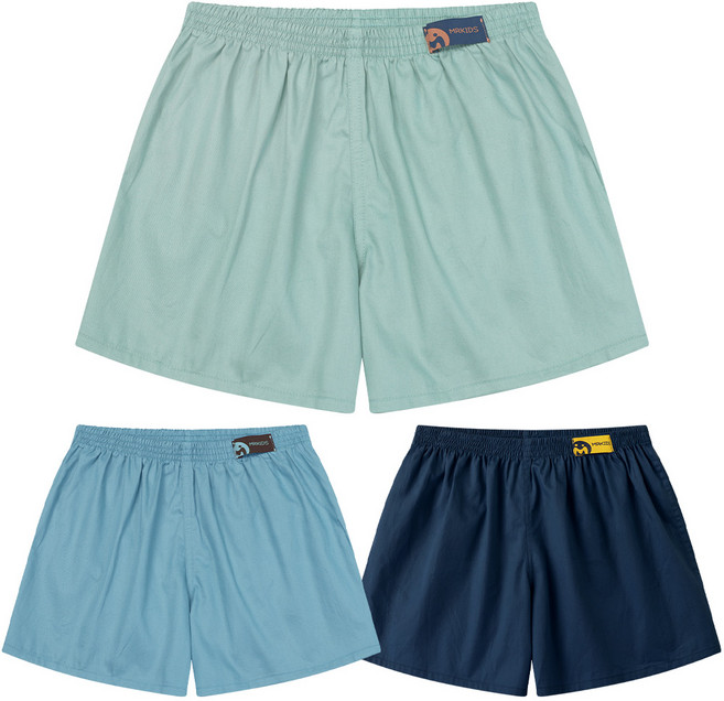 MR키즈 솔리드 패턴 40수 남아 순면 트렁크 팬티 3매 세트 TB714