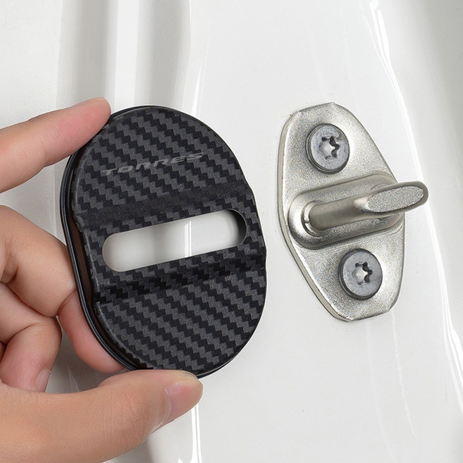 Kazama 자동차 도어 잠금장치 보호캡 쌍용 호환 토레스 렉스턴 코란도 각인 충격방지 녹방지 잠금 패드 4P 세트 F233-S, Torres, black