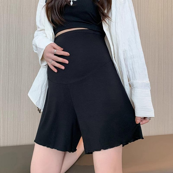 孕婦莫代爾安全褲，夏季薄款託腹打底褲