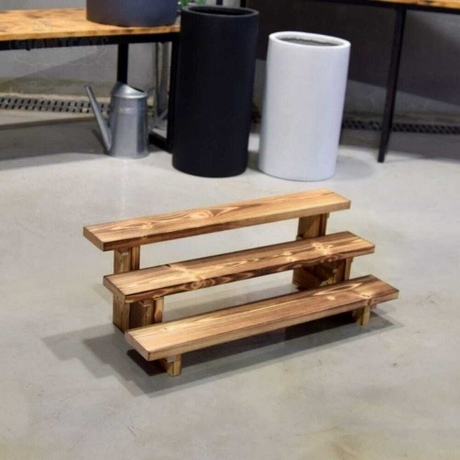 원목 계단형 3단 화분대 미니 진열대 베란다 정리대 선반 자이언트캣