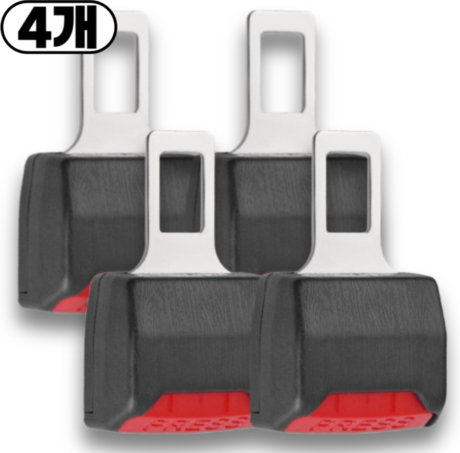 지빈 차량 안전벨트 길이조절 연장 클립 경고음 차단, 4개, 블랙