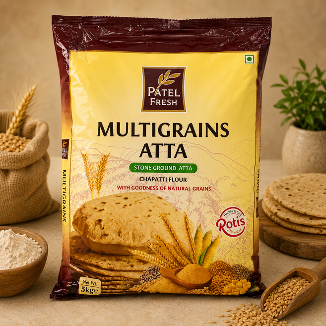 Patel Multigrain Atta Direct Import Premium Chapatti Flour 파텔 멀티그레인 아타 (프리미엄 짜파티용 밀가루), 5kg, 2개