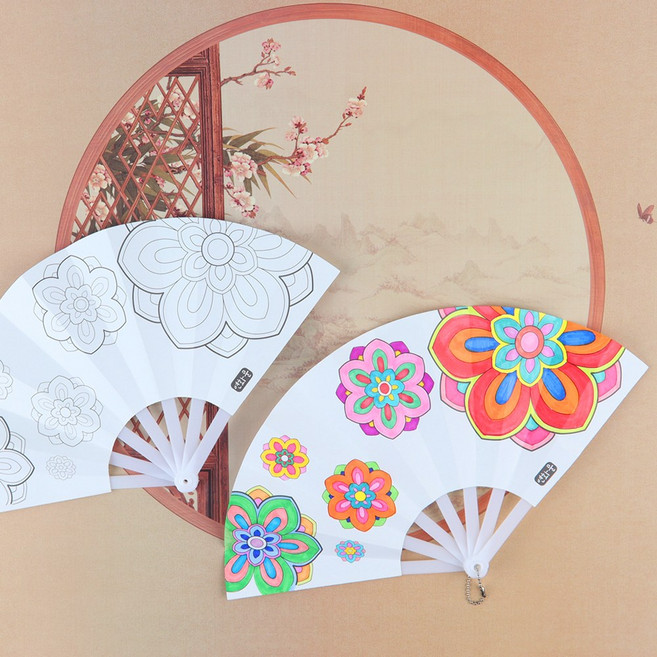 메이크문구 DIY754 접이부채만들기 연화문, 기본, 1개