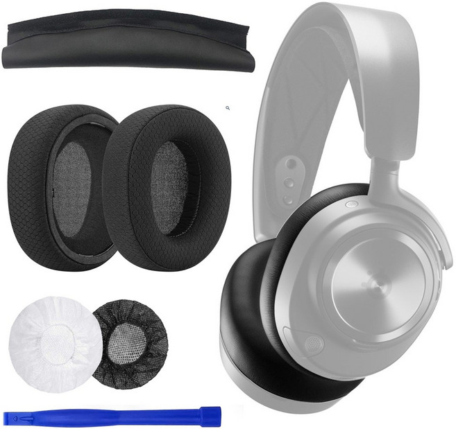 호환 김가루방지 메쉬형 스틸시리즈 아크티스 노바 프로 이어패드 교체용 게이밍 헤드셋 커버 솜 쿠션 4종 풀세트, n1823, 1세트, 유선전용