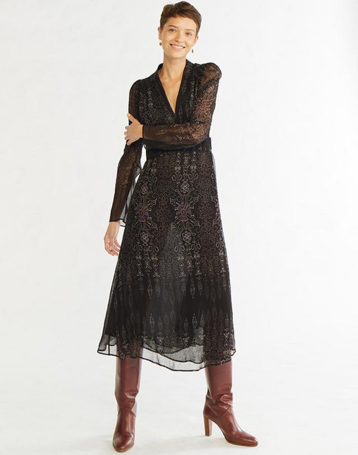 20FW 블랙 플라워 긴팔원피스 VIDR0F206BK