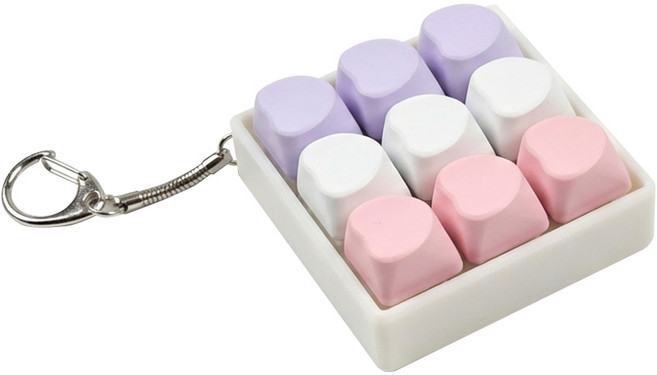 하트 키보드 키캡 키링 9구 키홀더 딸깍이 클릭커, 1개, 혼합