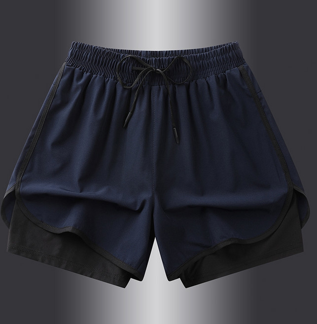 ONE牌 冰絲假兩件運動短褲 速乾透氣修身 多色XS-4XL