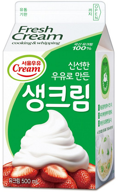 서울우유 동물성 생크림 500g, 500ml, 4개