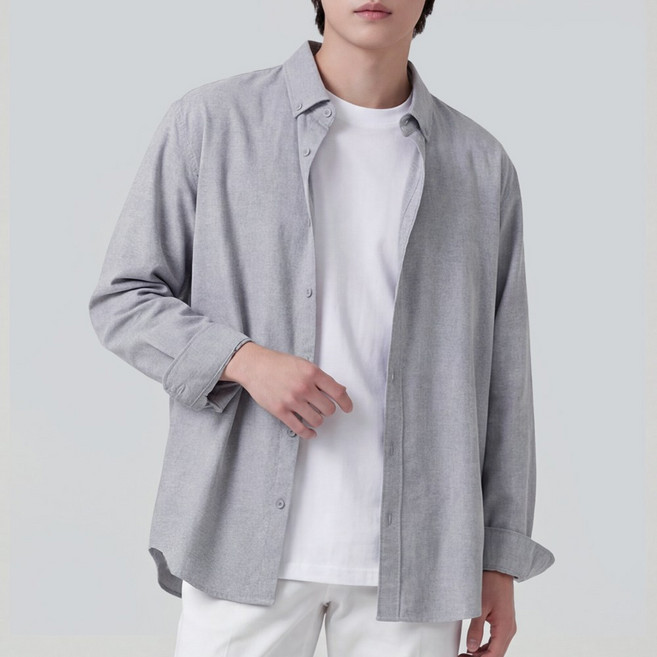 문컬렉션 베이직 프리미엄 옥스포드 오버핏 남방 남성 긴팔 셔츠