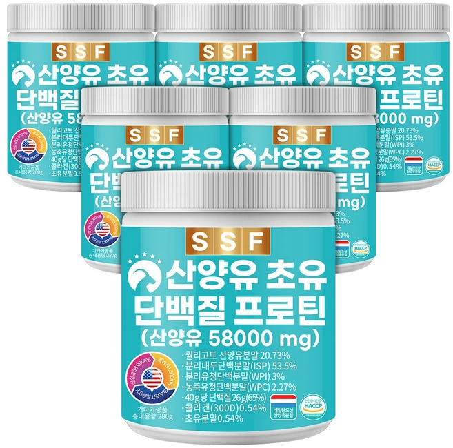 순수식품 산양유 초유 프로틴 300달톤 콜라겐 1500mg 280g 6개 - 쿠팡