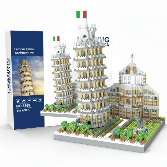 서플라이랩 랜드마크 나노블럭 8종 건축물 키덜트, 1개, 1피사의사탑