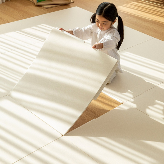 파크론 맘쏙 TPU 층간소음 저감 셀프 퍼즐매트 60x60x1.7cm, 1개, 크림패브릭