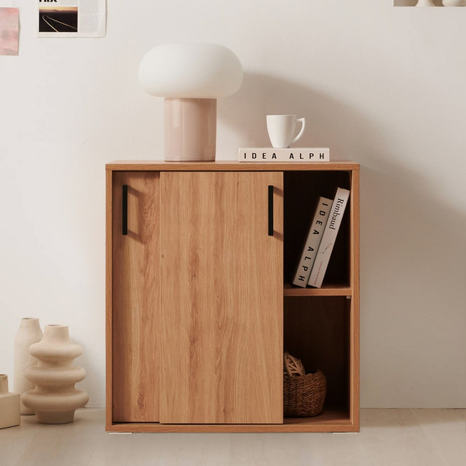 블랑누보 제인2 미니수납장 작은 수납장 원룸 미닫이 슬라이드 슬라이딩 수납장, 일반형, (BSC0088) 골드 손잡이, 산타나오크