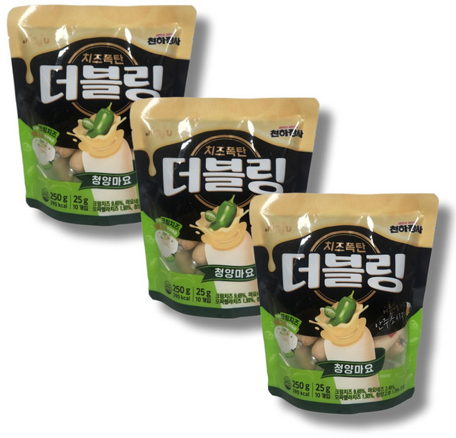 진주햄 천하장사 더블링 청양마요 소시지 250g(25g x 10개입) 3봉, 250g, 3개