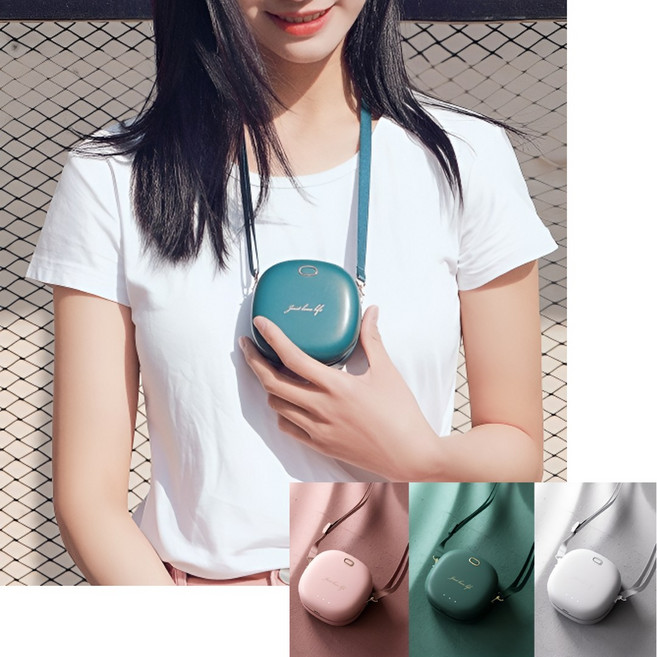 애즈네스트 두손자유 핸즈프리 휴대용 넥스트랩 목걸이 선풍기 클립형가능, 그린