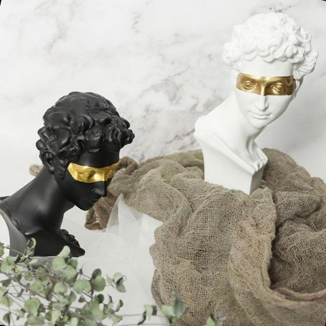 다비드 인테리어 흉상 조각상 탁상 장식 소품 골드, 화이트