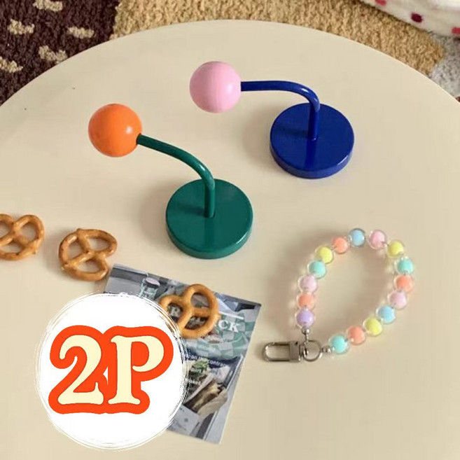 티지피 다양한 색상 가능 고리자석 후크 무타공 벽걸이 마그네틱 컬러볼 자석후크, 1개, 그린+블루 세트