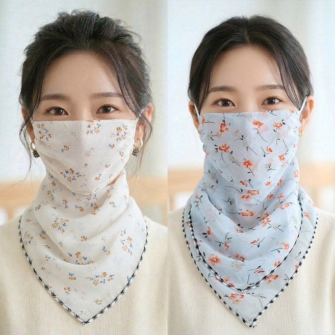 스카프마스크 여름 자외선차단 쉬폰 얼굴햇빛가리개 2p 세트