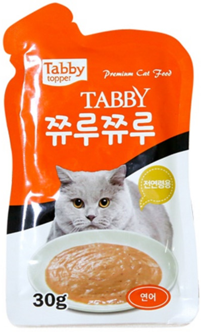 테비 탑퍼 쮸루쮸루 연어 30g 고양이 파우치 간식 쭈루쭈루 퓨레, 1개