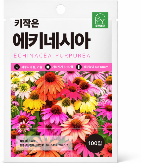 주주씨앗 키작은 에키네시아 씨앗 100립 다색혼합 노지월동 다년생 꽃씨, 1개