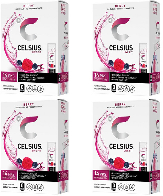 셀시어스 [4박스] 온더고 베리 무설탕 분말 14스틱 (총 56스틱), 82.6g, 4개