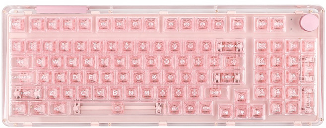 KiiBOOM Phantom 98 키붐 기계식 키보드 크리스탈 아크릴 투명 키보드 유무선 블루투스 넘패드, Clear Pink, 3. 블루