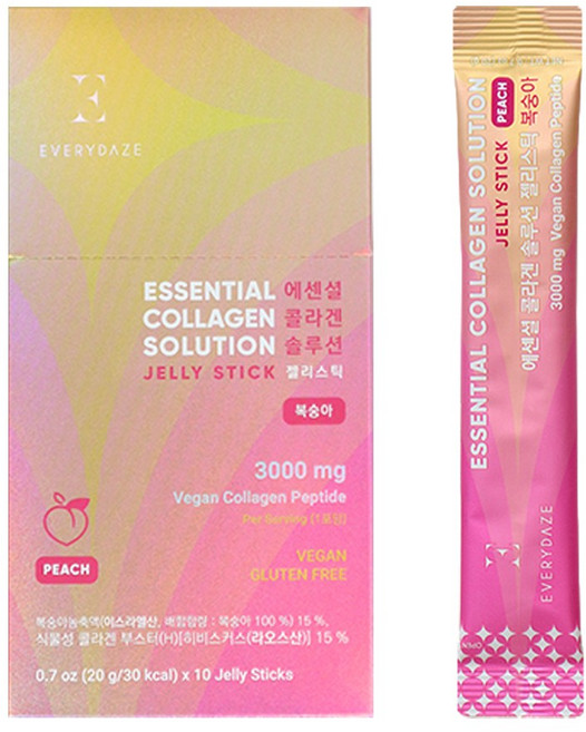 에브리데이즈 비건 식물성 저분자 콜라겐 젤리스틱 복숭아, 10회분, 1박스