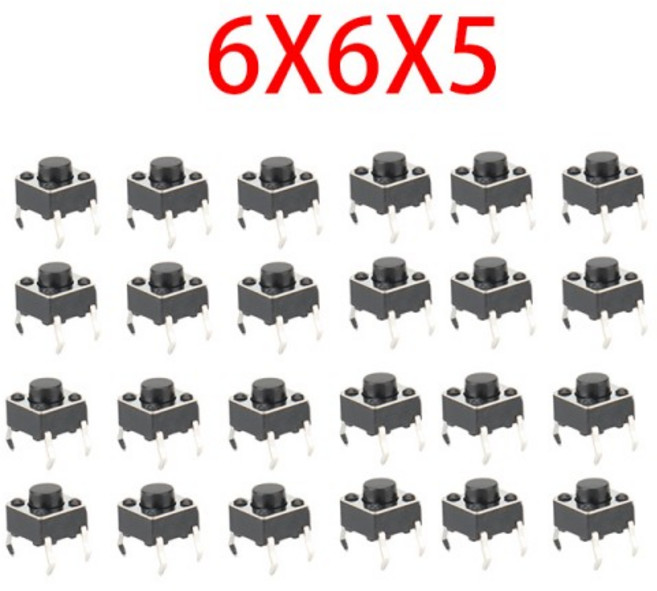 100 개/몫 미니 마이크로 순간 촉각 푸시 버튼 스위치 665mm 4 핀 ON/OFF 키 버튼 DIP 6x6x5mm