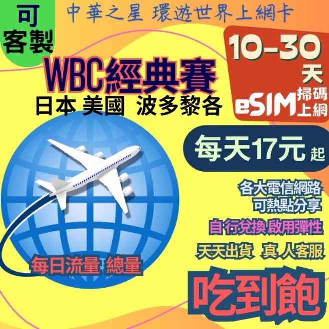 中華之星 環遊世界上網卡 eSIM 10天 美國高速30GB後降速吃到飽, 1個, eSIM  10天,B【白鑽】美國高速30GB後降速吃到飽