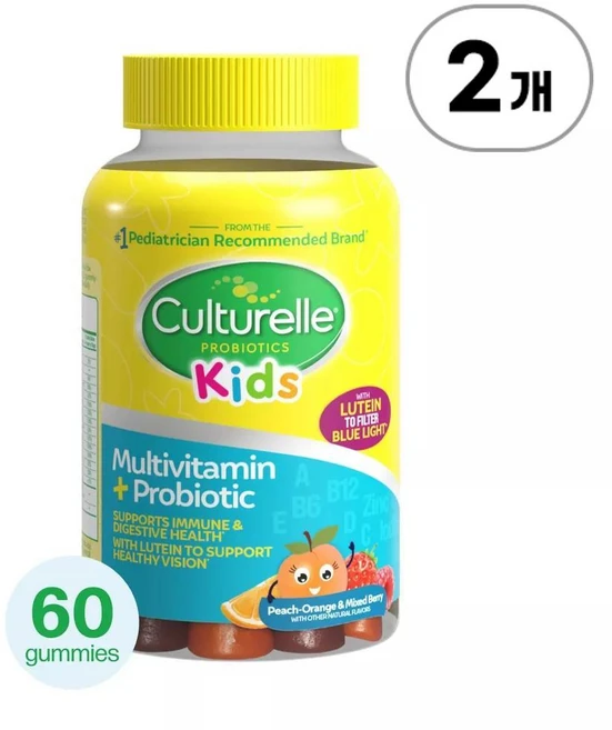 컬처렐 키즈 프로바이오틱스 + 루테인 구미 Culturelle Kids' Probiotic + Multi Lutein Gummies 60정, 2개 - 쿠팡
