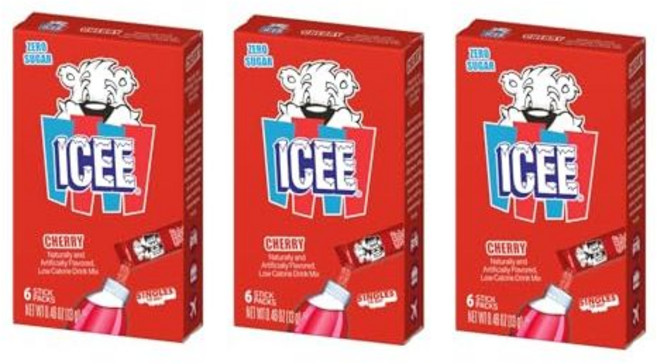 ICEE Cherry Singles To Go - Pack of 3 - Powdered Drink Mix - Zero Sugar - 6 Sticks Per Box - 18 S, 1개, 3g