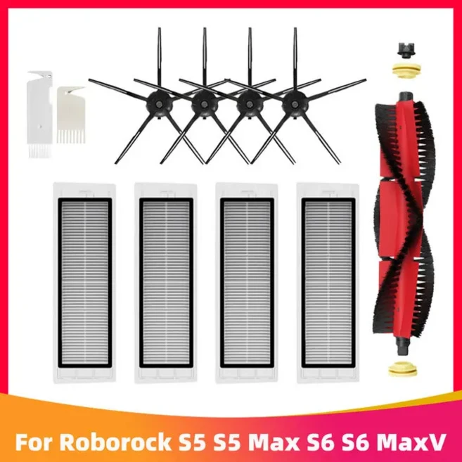 쿠쿠스토어 샤오미 로보락 S5 Max Pure E4 진공 청소기 교체 키트 롤러 브러시 HEPA 필터 천 예비 부품, 06 Set G