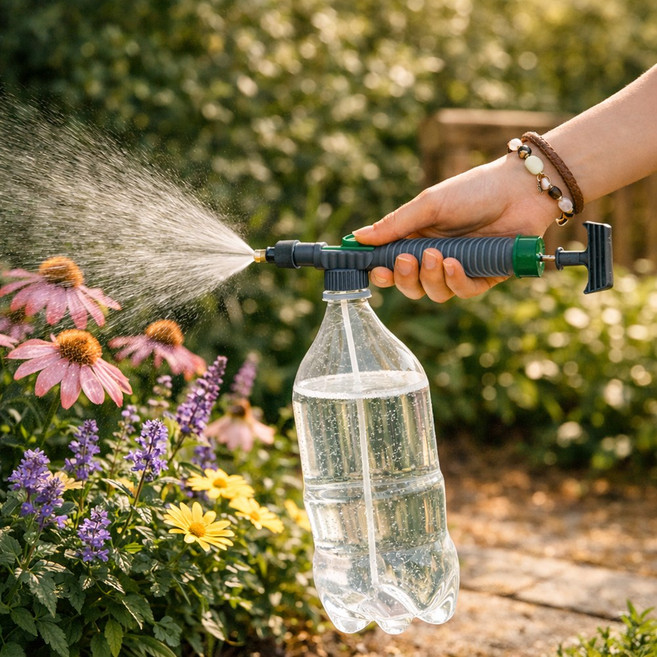 안개분사 고압 노즐 조절 페트병 분무기, 그레이, 1개