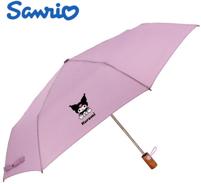 산리오 쿠로미 빅빼꼼 안전한 3단 자동 접이식 우산 퍼플
