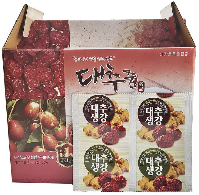통큰 건강즙 100% 국내산 수제 대추즙 대추생강차 수제 대추생강차 100ml 30포 50포 [참살이건강원], 100개