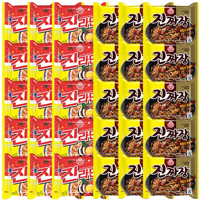 오뚜기 진짜장 15개 + 오뚜기 진라면 매운맛 15개, 1개