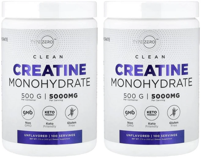타입제로 클린 크레아틴 모노하이드레이트 언플래버드 TypeZero Clean Creatine Monohydrate Unflavored 500g, 2개 - 쿠팡