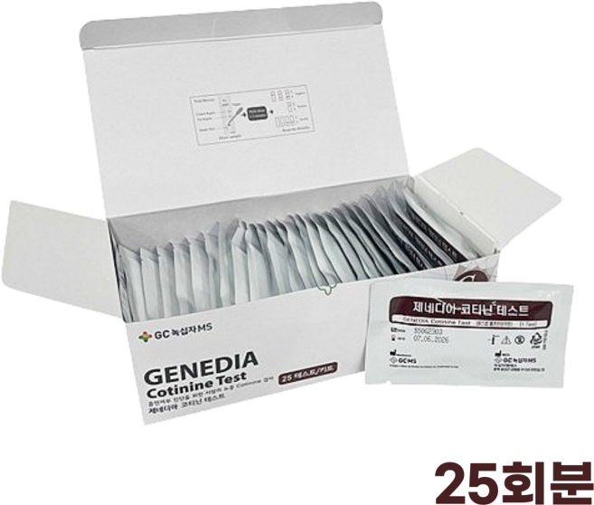 코티닌 흡연 진단 키트 학교 보건소 금연 클리닉 니코틴 테스트기 소변 검사기, 25회분, 1개