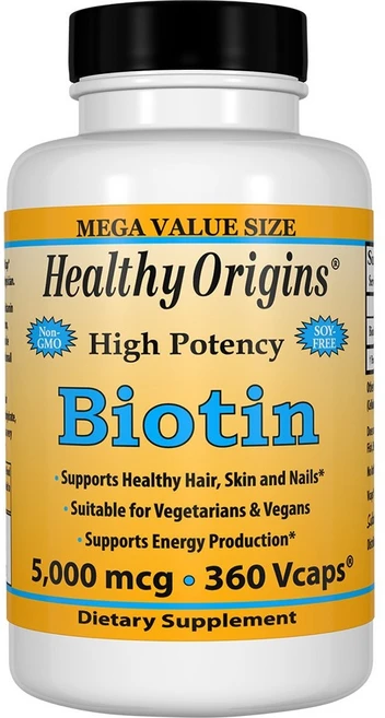 헬시오리진스 하이 포텐시 비오틴 5000mcg 브이캡, 1개, 360정 - 쿠팡