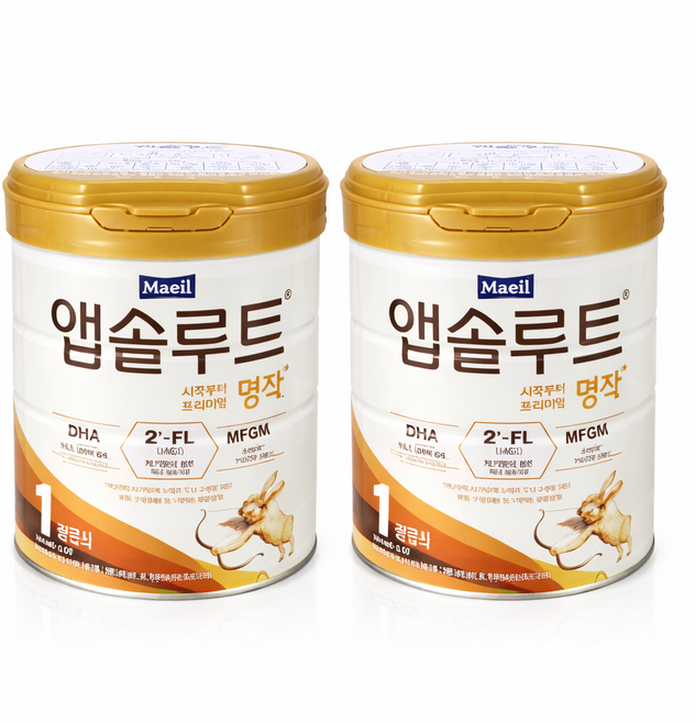 앱솔루트 명작 2FL 분유 1단계, 800g, 2개