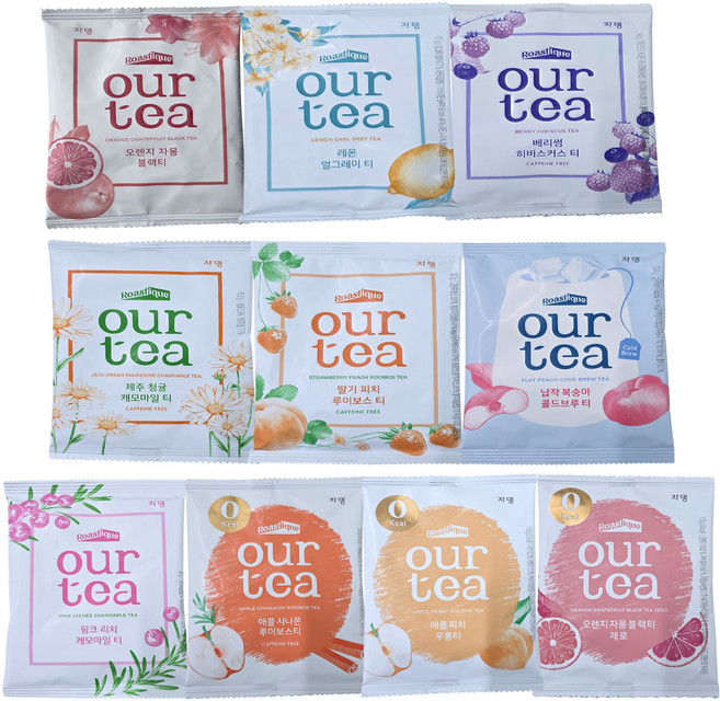 쟈뎅 아워티 과일티 10P 맛보기세트 오렌지/레몬/베리썸/복숭아/청귤/딸기피치/핑크리치/애플시나몬/애플피치/오렌지 제로 (10입)