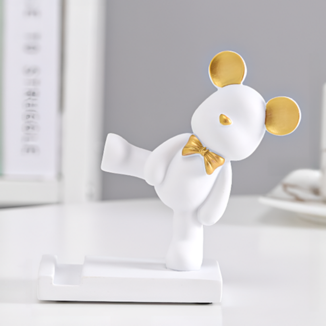 다오브 베어오브제 핸드폰 태블릿 명함 거치대, 킥베어, 화이트, 1개