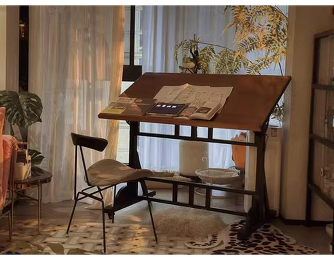 이젤 제도책상 드로잉 캐드 그림 설계 서예 책상 아트 작업대, 24 브레이크 포함 풀리(이 항목을 추가하면 됨), 반대하다