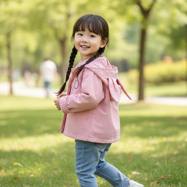 몽실이 체크 양면후드점퍼