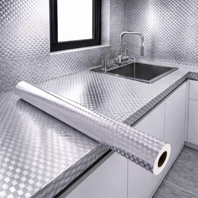 조온하루 접착식 주방 기름때 방지 방수 방유 알루미늄 시트지, 2개