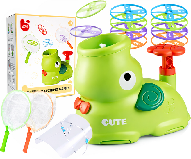 로앤제이 KC인증 코끼리 캐치 플라잉 프로펠러 비행접시 발사기 선물, 코끼리(그린), 1개