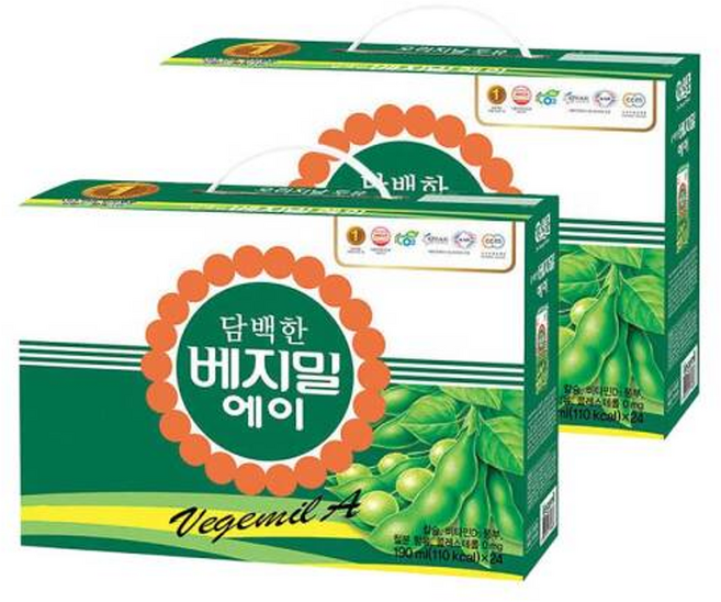 베지밀 담백한 베지밀A 190ml 24팩 2박스 (총 48팩), 48개