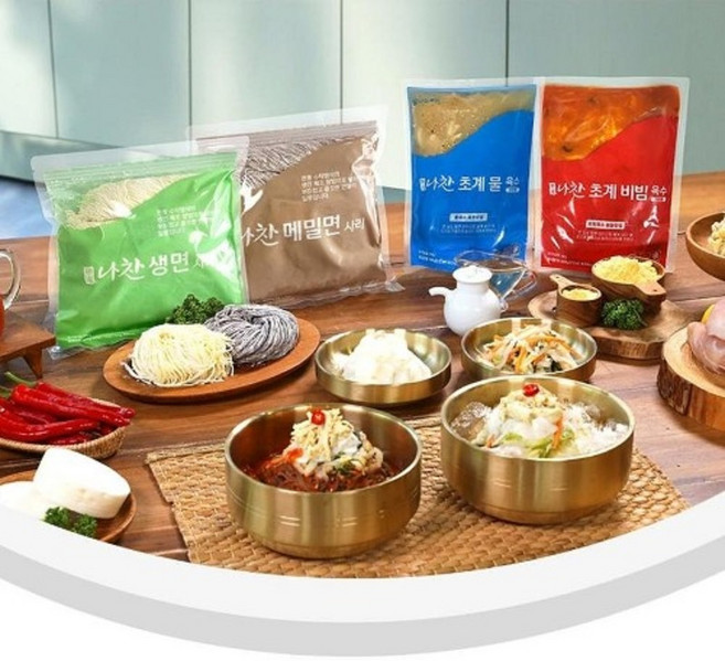 해썹인증 초계국수 4인분 막국수 4인분 총 8인분 생면사리 육수세트, 1개, 760g